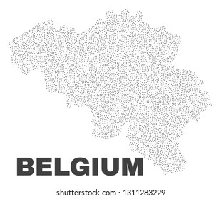 Belgium map designed with little points. Vector abstraction in black color is isolated on a white background. Random little dots are organized into Belgium map.