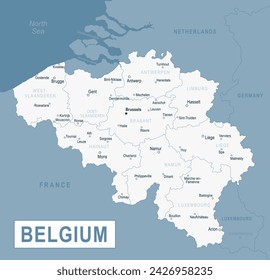 Belgium Map. Detailed Vector Illustration of Belgian Map. Stock Template