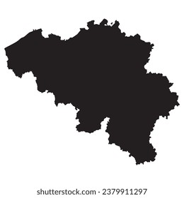 Belgium map. Map of Belgium in details in black