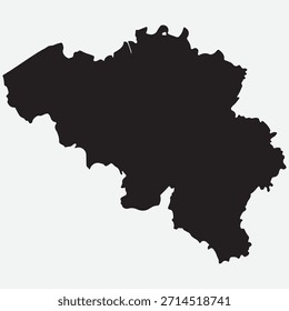 Belgium map. Map of Belgium in details in black  
