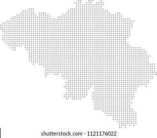 Belgium map dots, dotted Belgium map vector outline, point patterns Belgium map faded gray background