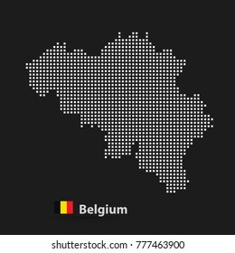 Belgium map dots, White. On a black background.
vector illustration.