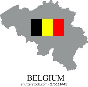 Belgium map with flag