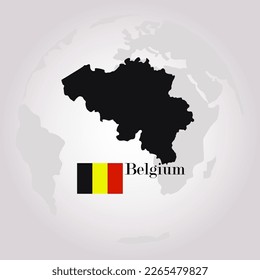Belgium map and flag on the original background. Vector illustration