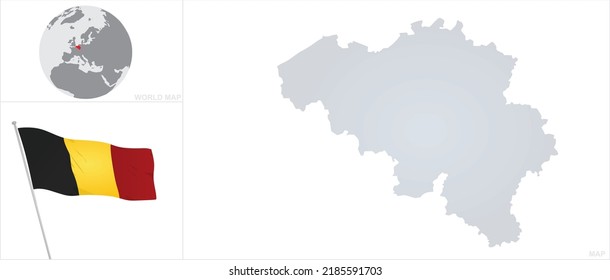 Belgium map and flag. vector 