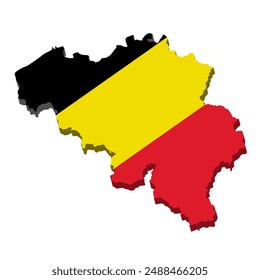 Belgien Map Flag Vektorillustration. Symbol, Poster, Banner Belgien. Karte von Belgien mit der Dekoration der Nationalflagge. Form des Countrys umrissen und mit der Flagge Belgiens gefüllt