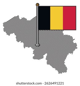 Mapa de Bélgica con bandera. Ilustración vectorial