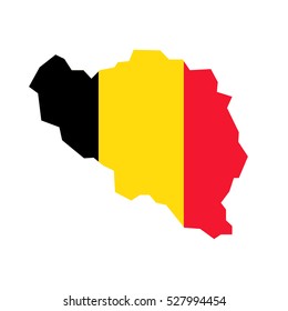 Belgium map and flag in white background