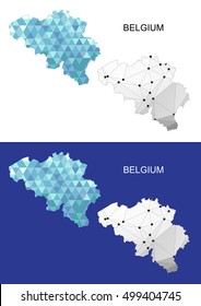Belgium map in geometric polygonal style. Abstract gems triangle.