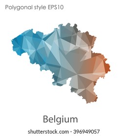 Belgium map in geometric polygonal style.Abstract gems triangle,modern design background.