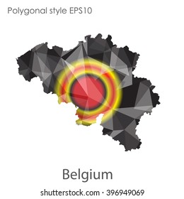 Belgium map in geometric polygonal style.Abstract gems triangle,modern design background.