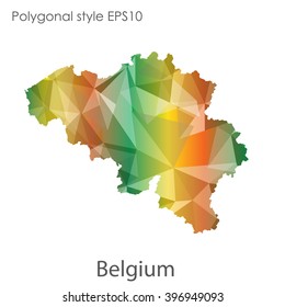 Belgium map in geometric polygonal style.Abstract gems triangle,modern design background.