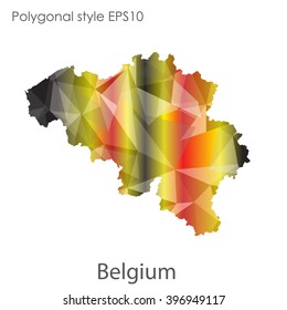 Belgium map in geometric polygonal style.Abstract gems triangle,modern design background.
