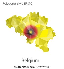 Belgium map in geometric polygonal style.Abstract gems triangle,modern design background.