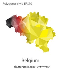 Belgium map in geometric polygonal style.Abstract gems triangle,modern design background.