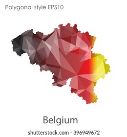 Belgium map in geometric polygonal style.Abstract gems triangle,modern design background.