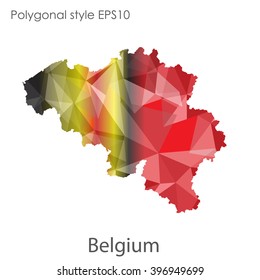 Belgium map in geometric polygonal style.Abstract gems triangle,modern design background.