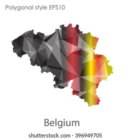 Belgium map in geometric polygonal style.Abstract gems triangle,modern design background.
