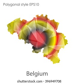 Belgium map in geometric polygonal style.Abstract gems triangle,modern design background.