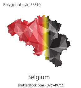 Belgium map in geometric polygonal style.Abstract gems triangle,modern design background.