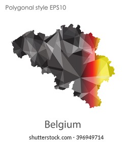 Belgium map in geometric polygonal style.Abstract gems triangle,modern design background.