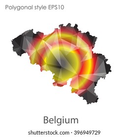 Belgium map in geometric polygonal style.Abstract gems triangle,modern design background.