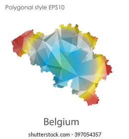 Belgium map in geometric polygonal style.Abstract gems triangle,modern design background.