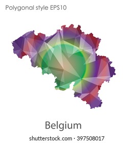Belgium map in geometric polygonal style.Abstract gems triangle,modern design background.