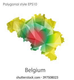 Belgium map in geometric polygonal style.Abstract gems triangle,modern design background.