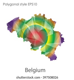 Belgium map in geometric polygonal style.Abstract gems triangle,modern design background.
