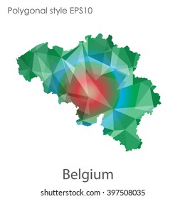 Belgium map in geometric polygonal style.Abstract gems triangle,modern design background.