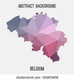 Belgium map in geometric polygonal,mosaic style.Abstract tessellation,modern design background,low poly. Vector illustration.