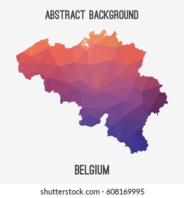 Belgium map in geometric polygonal,mosaic style.Abstract tessellation,modern design background,low poly. Vector illustration.