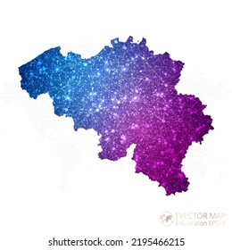 Belgium map in geometric wireframe blue with purple polygonal style gradient graphic on white background. Vector Illustration Eps10.