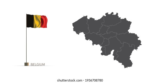 Karte Belgiens. graue Landesvektorkarte und 3D-Abbildung.