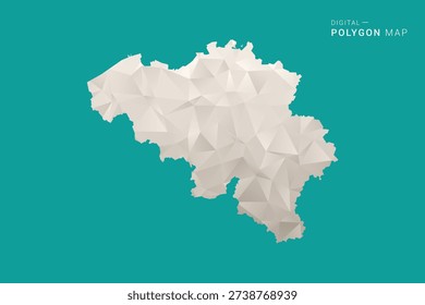Belgium Map - Green and Gray Polygon Vector Illustration, Low Poly Geometric Design with Clean Minimal Style on Solid Background for Infographic Use.