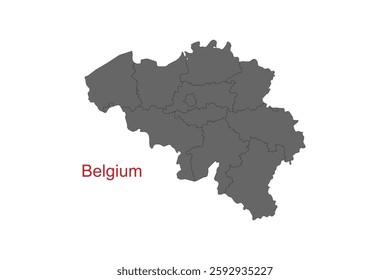 Belgium map. Map of Belgium in grey color