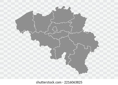 Belgium Map  grey Color on White Background  Png