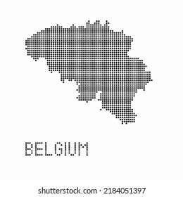 Mapa belga con textura gruesa al estilo de punto. Ilustración vector abstracta de un mapa de país con efecto de medio tono para infografía. 