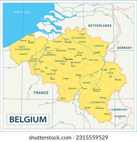 Belgien-Karte - sehr detaillierte Vektorgrafik