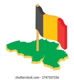 Belgium Map Icon. Isometric Illustration Of Belgium Map Vector Icon For Web