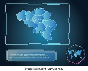 Bélgica Mapa tecnología infográfica azul Color de fondo de la colección de elementos