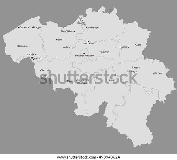 Belgium Map Main City Stock Vector (Royalty Free) 498943624