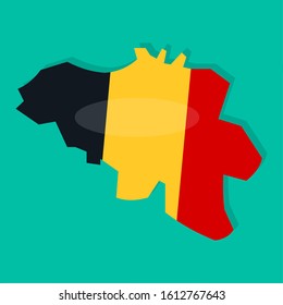 belgium map with belgium national flag inside vector illustration
