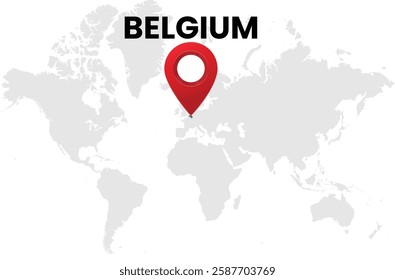 Belgium map on transparent background. Belgium map with country highlighted with location symbol. Vector illustration of Belgium map with pin location.
