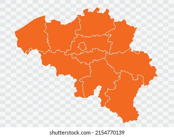 Belgium map orange Color on White Backgound  illustration eps 10