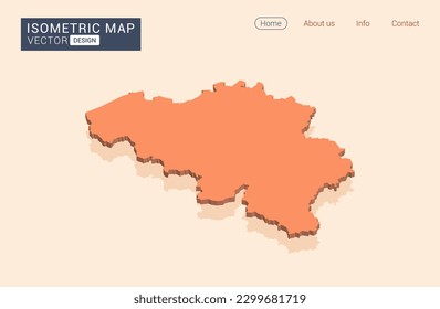 Belgium map orange with isometric vector.