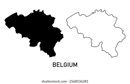 Belgium map in outline style, black color