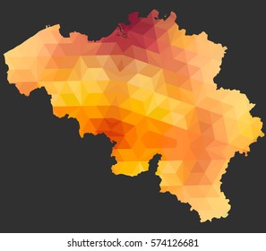 Belgium Map of Polygonal Style 