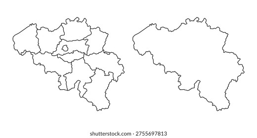 Belgium map with province borders. Outline and administrative map of Belgium.
